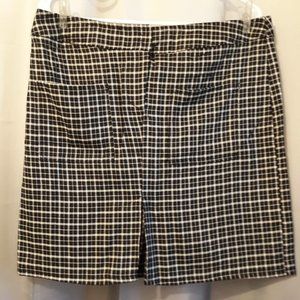 Wool blend Plaid Pencil Skirt with Pleated front and POCKETS! sz 14 Black White